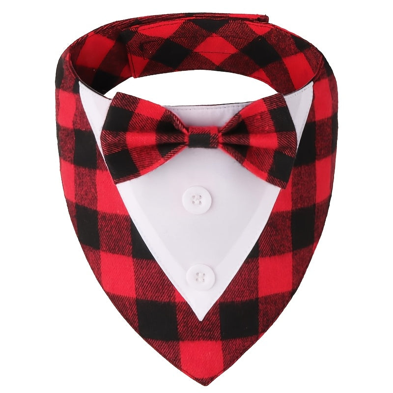 Plaid Bow Tie Pet Collar - S, Valentine's Day