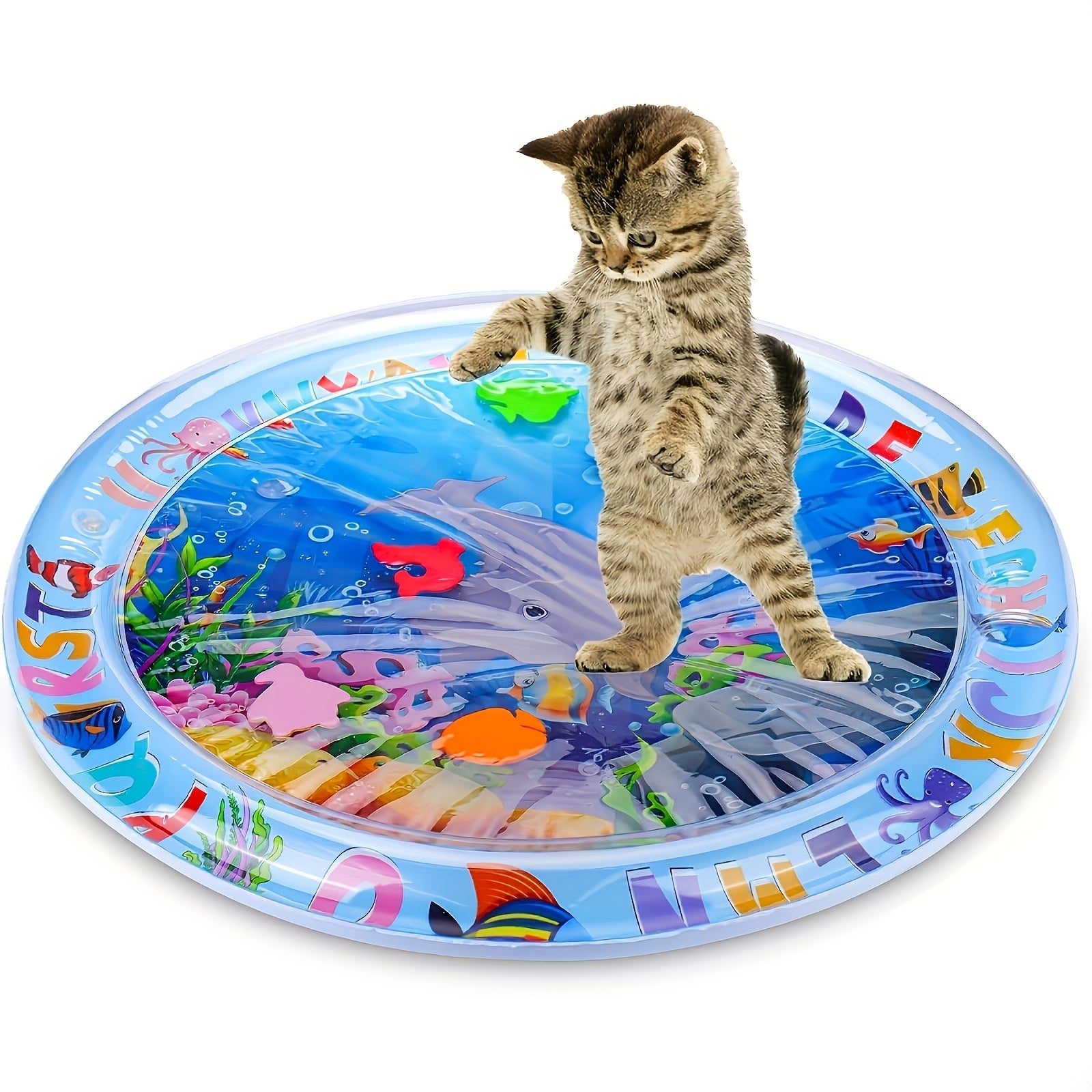 Interactive Cat Water Play Mat with Floating Fish