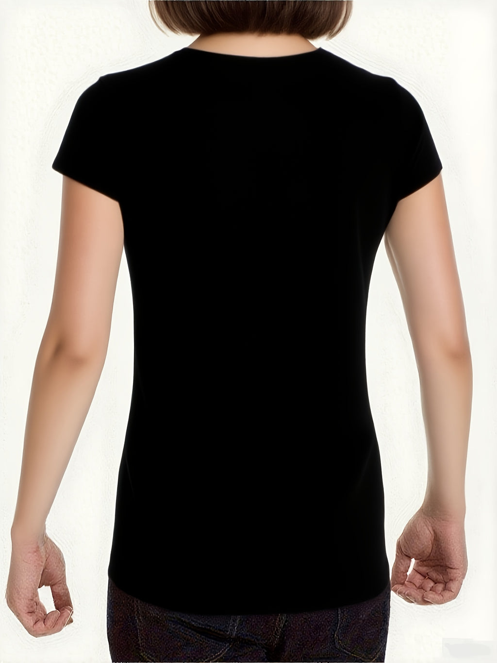 Women's Custom Pet Photo Crew-Neck T-Shirt - Black, M