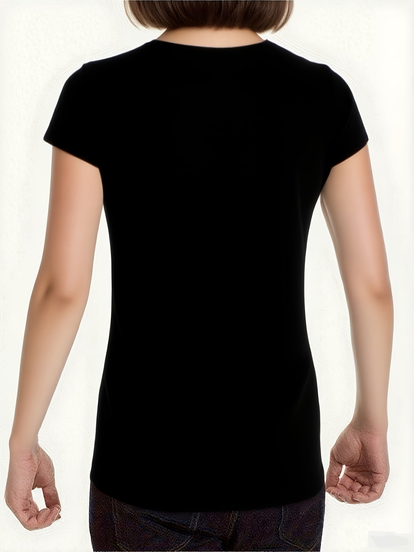 Women's Custom Pet Photo Crew-Neck T-Shirt - Black, M