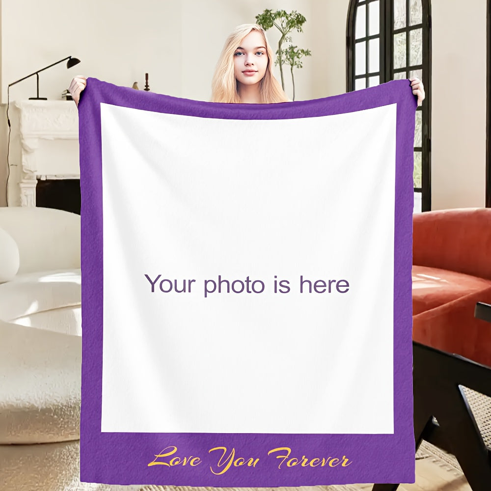 Personalized Photo Flannel Blanket - Yellow, 40"W * 50"L(103CM*129CM)