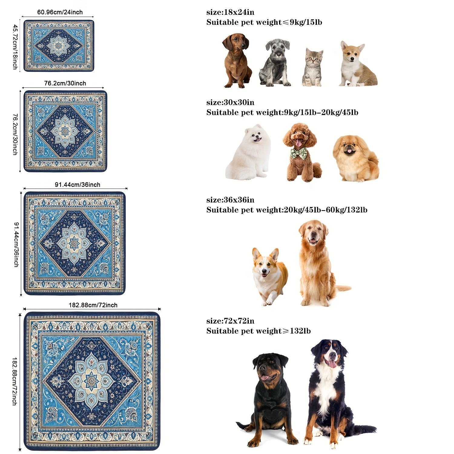 Washable Reusable Dog Training Pads - MiddleEastern, 36*36 inch-2 pack