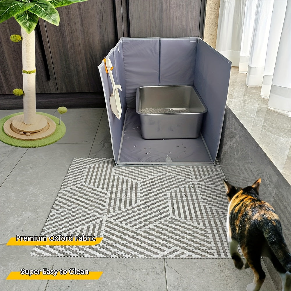 Foldable Cat Litter Box Splash Guard - Litter Box Fence