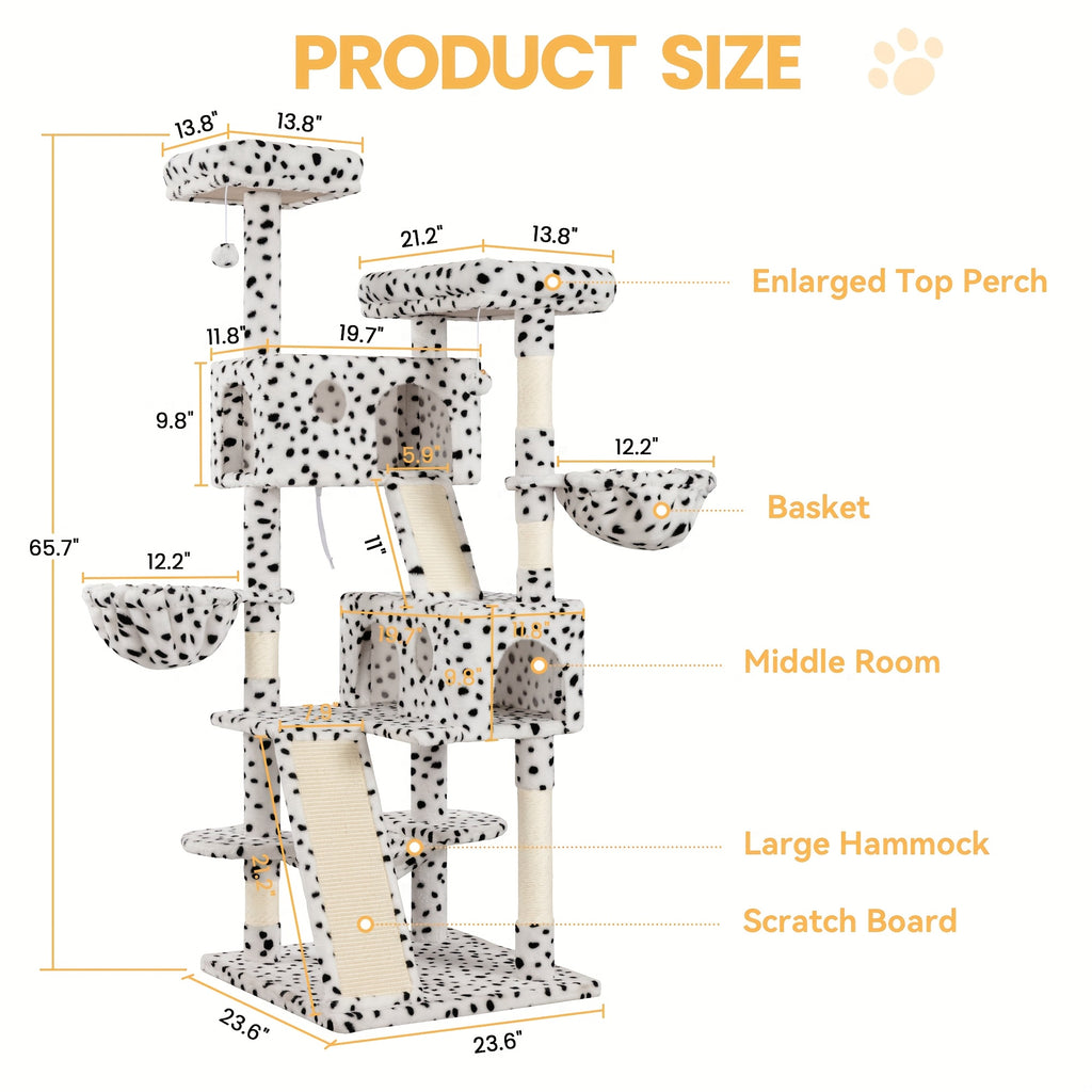 36-81 in Multi-Level Cat Tree Tower - Beige, 24''L X 20''W X 81''H