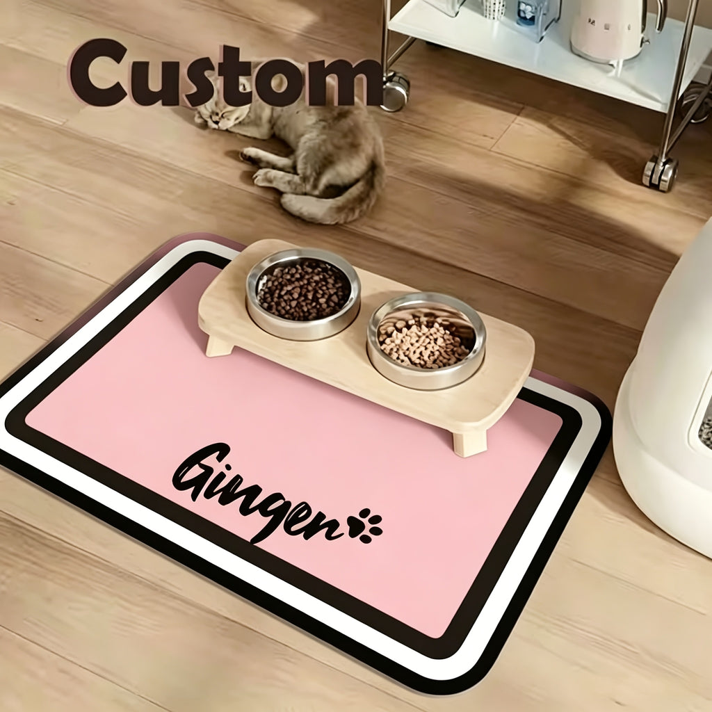 Personalized Washable Pet Feeding Mat - Brown, 12 × 16 IN