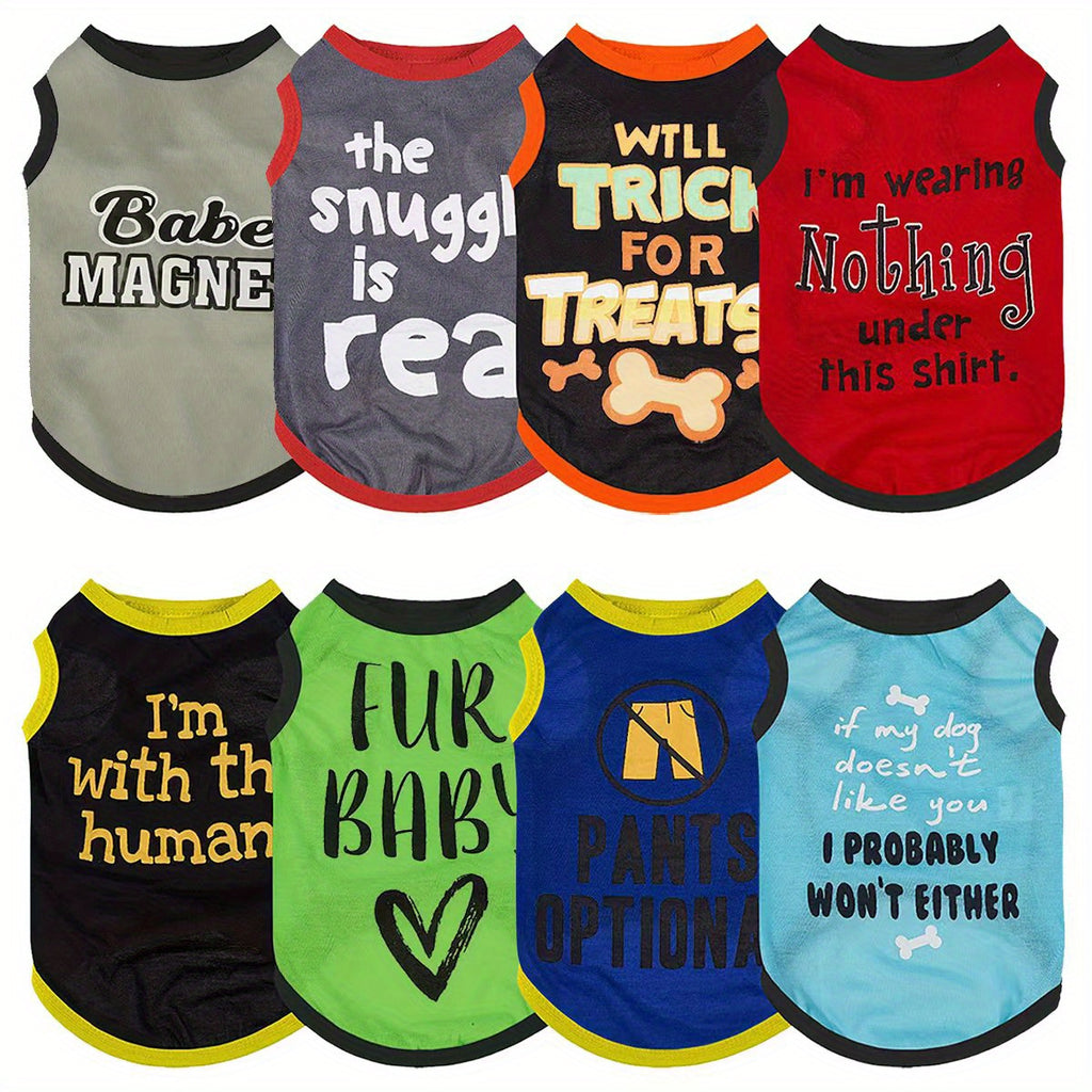 8-Pack Pet Graphic T-Shirts - Mixed colors, XXL