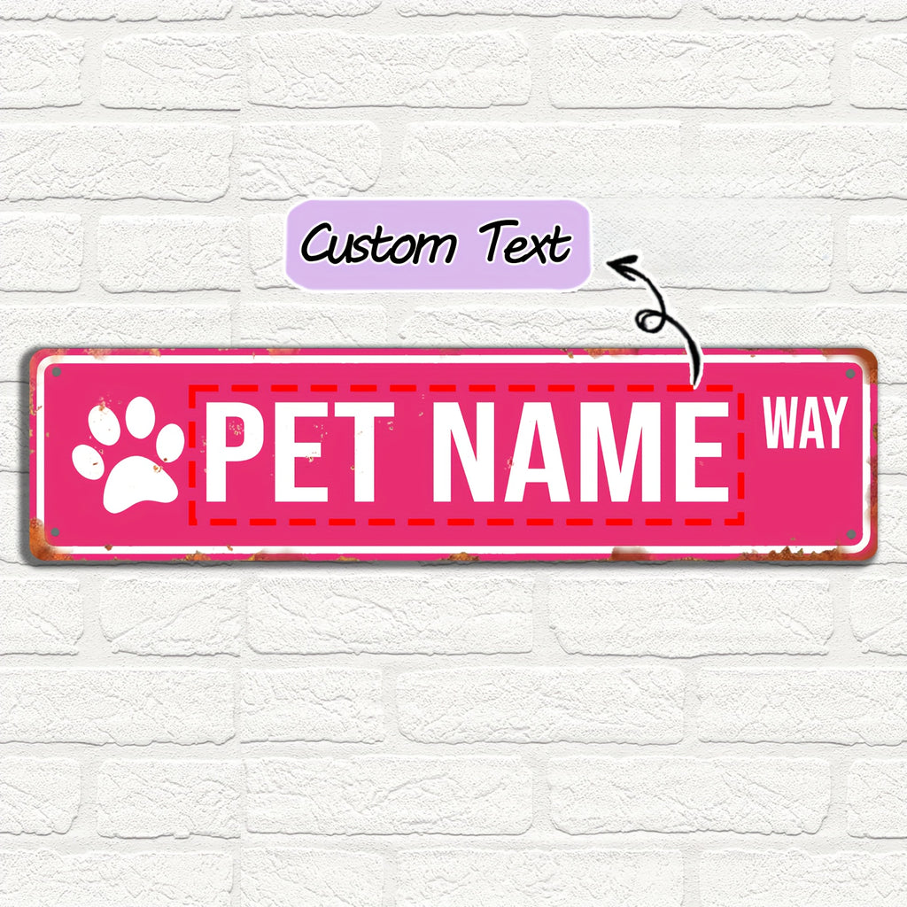 16 x 4 in Personalized Pet Name Street Sign - Dark Blue, Vintage Style
