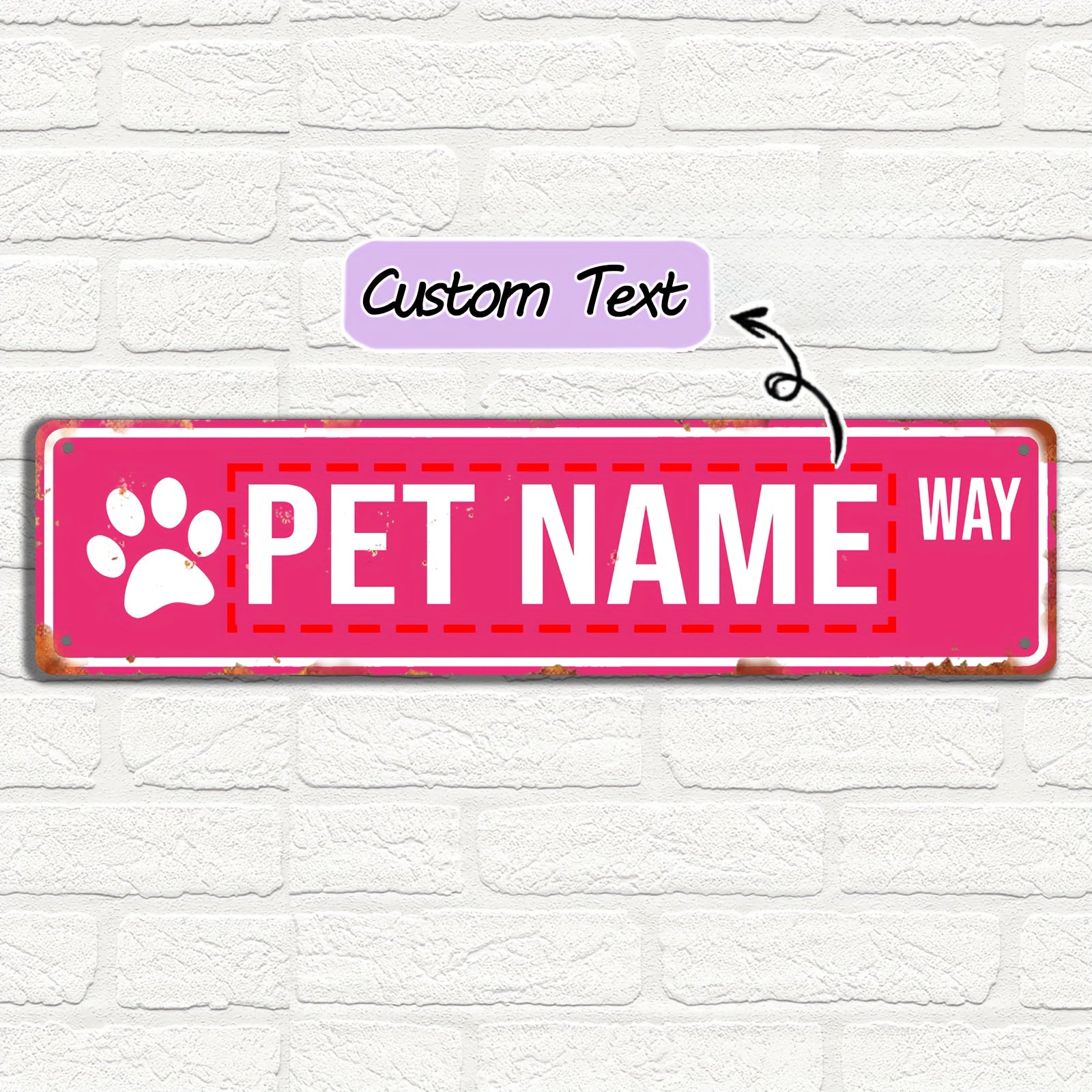 16 x 4 in Personalized Pet Name Street Sign - Dark Blue, Vintage Style