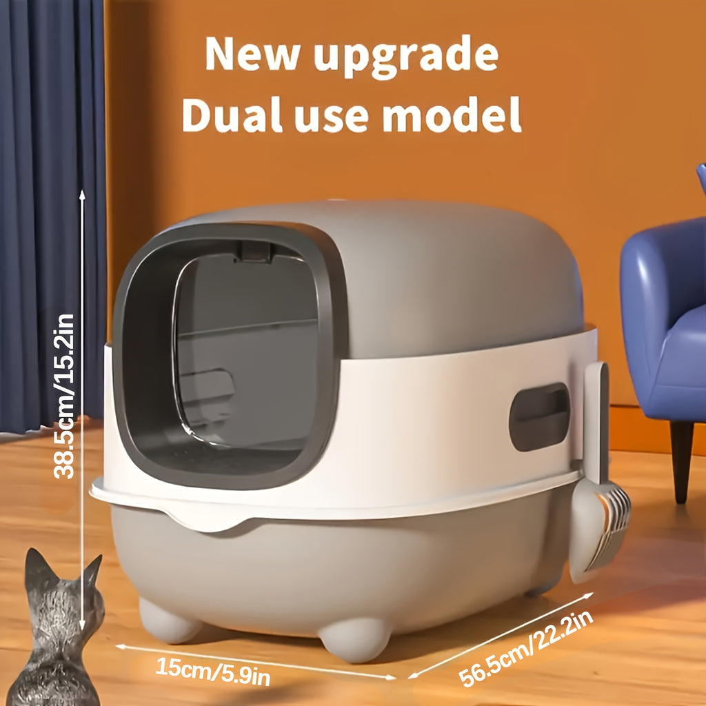 Enclosed Cat Litter Box with Scoop - Blue