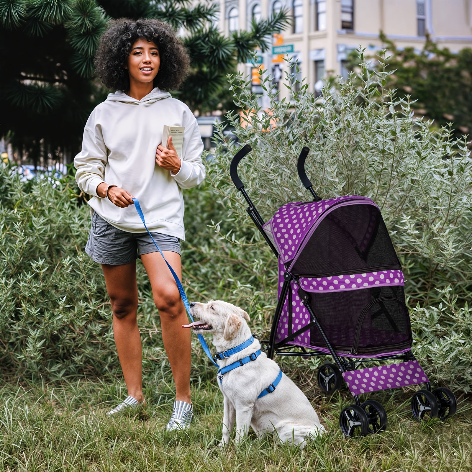 Foldable Pet Stroller for Pets up to 22 lb - 【Leopard Print】