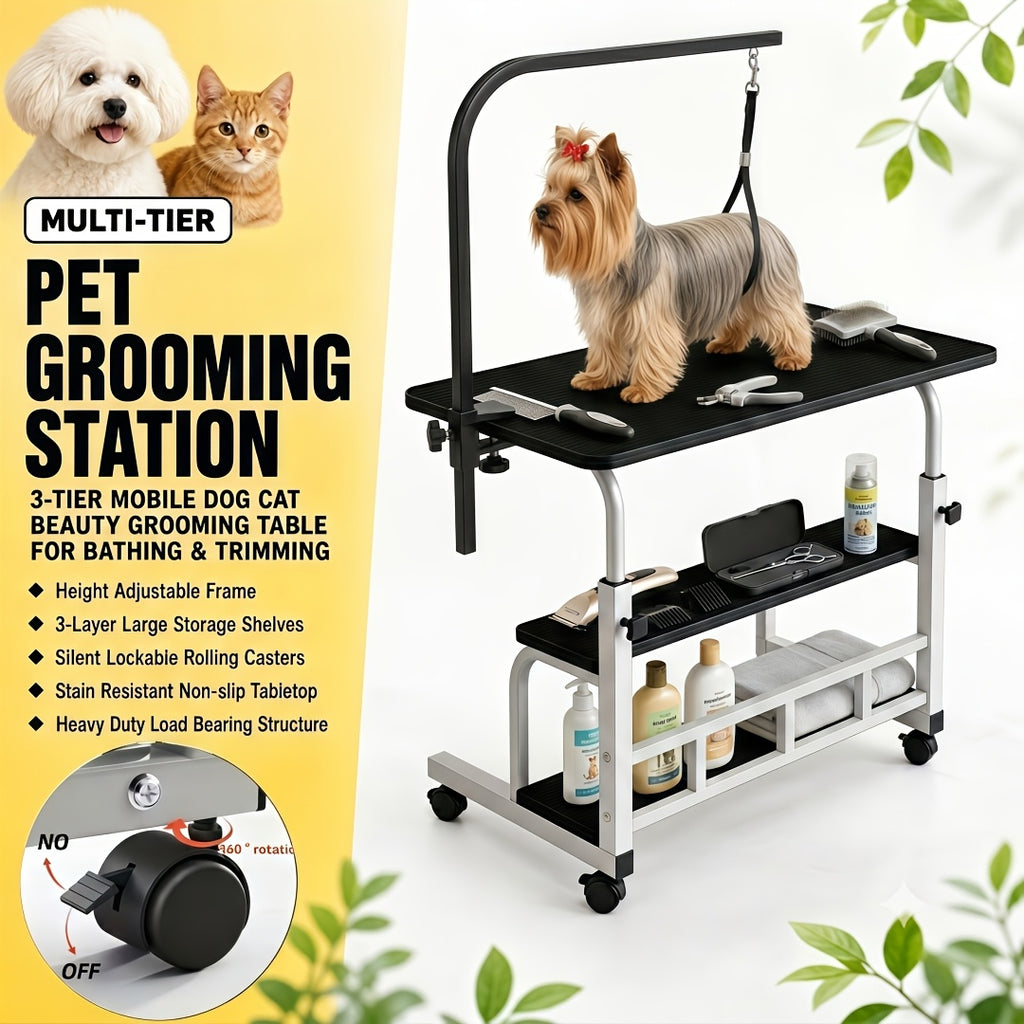 Pet Grooming Station and Tool Organizer - #Ivory#, Top-level operation - [Salon-level pet styling operation platform]