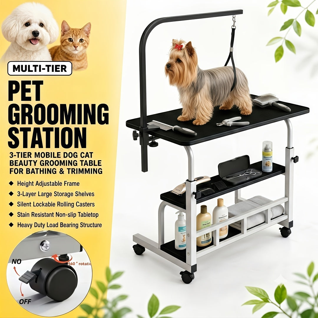 Pet Grooming Station and Tool Organizer - #Ivory#, Top-level operation - [Salon-level pet styling operation platform]
