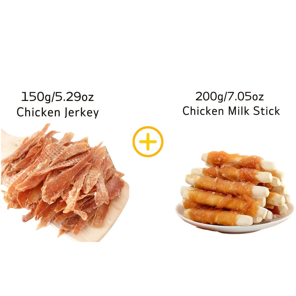 400 g Mixed Chicken & Duck Dog Training Treats - 7.05oz+7.05oz/200g+200g, Duck Jerkey + Duck Milk Stick