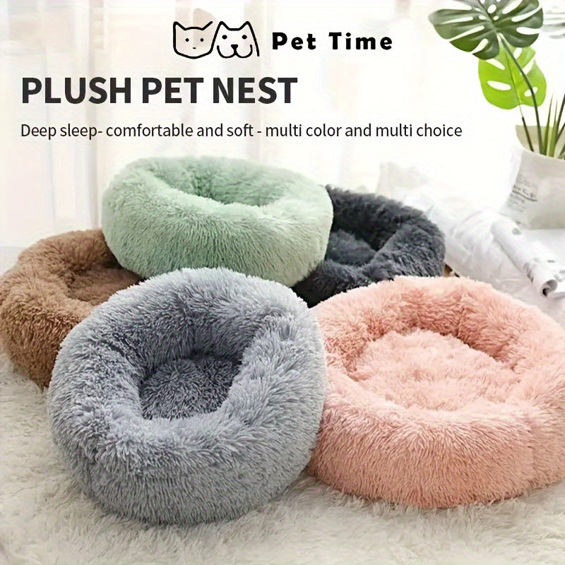 Round Cat Nest Bed for Cats and Small Dogs - Pink, S