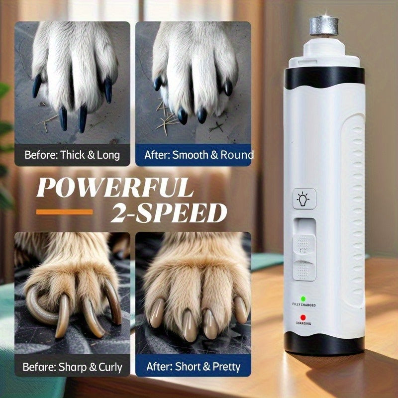 USB Rechargeable LED Pet Nail Grinder - 1500 mAh fully charged for 240 minutes, Pet Care