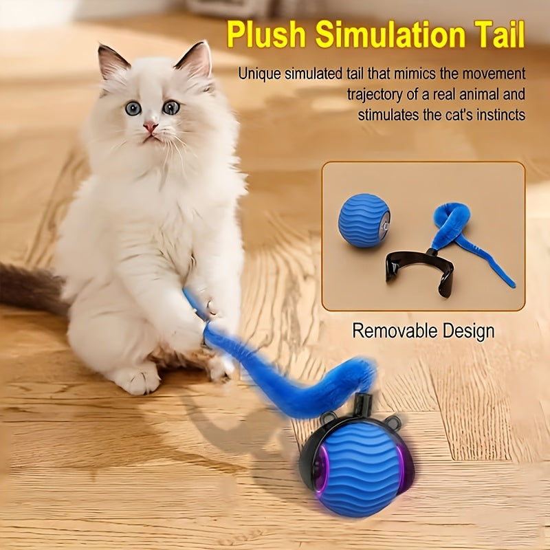 Automatic Rolling Cat Ball Toy with Tail - Orange