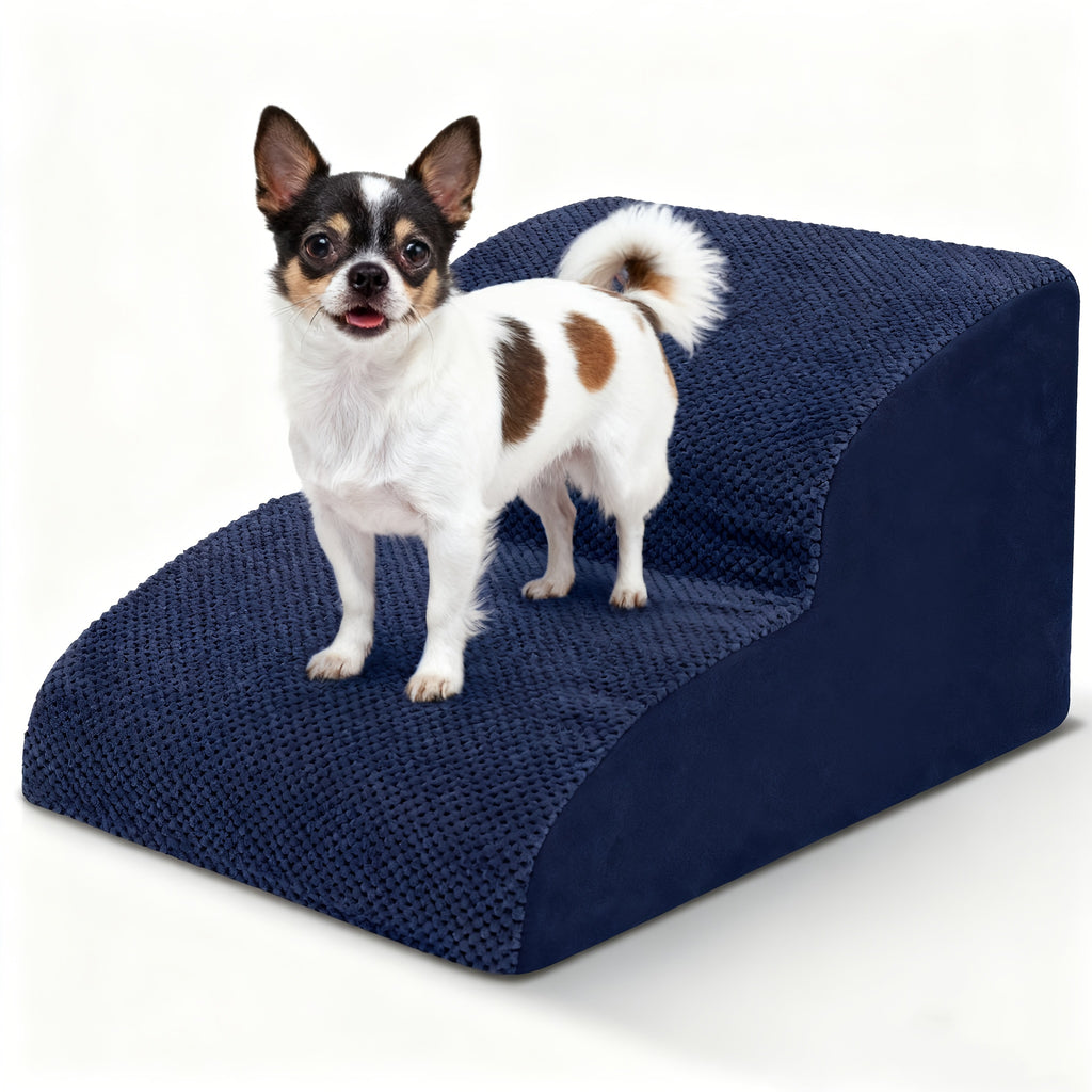 Extra-Wide Non-Slip Foam Dog Stairs - navy, 2 Steps