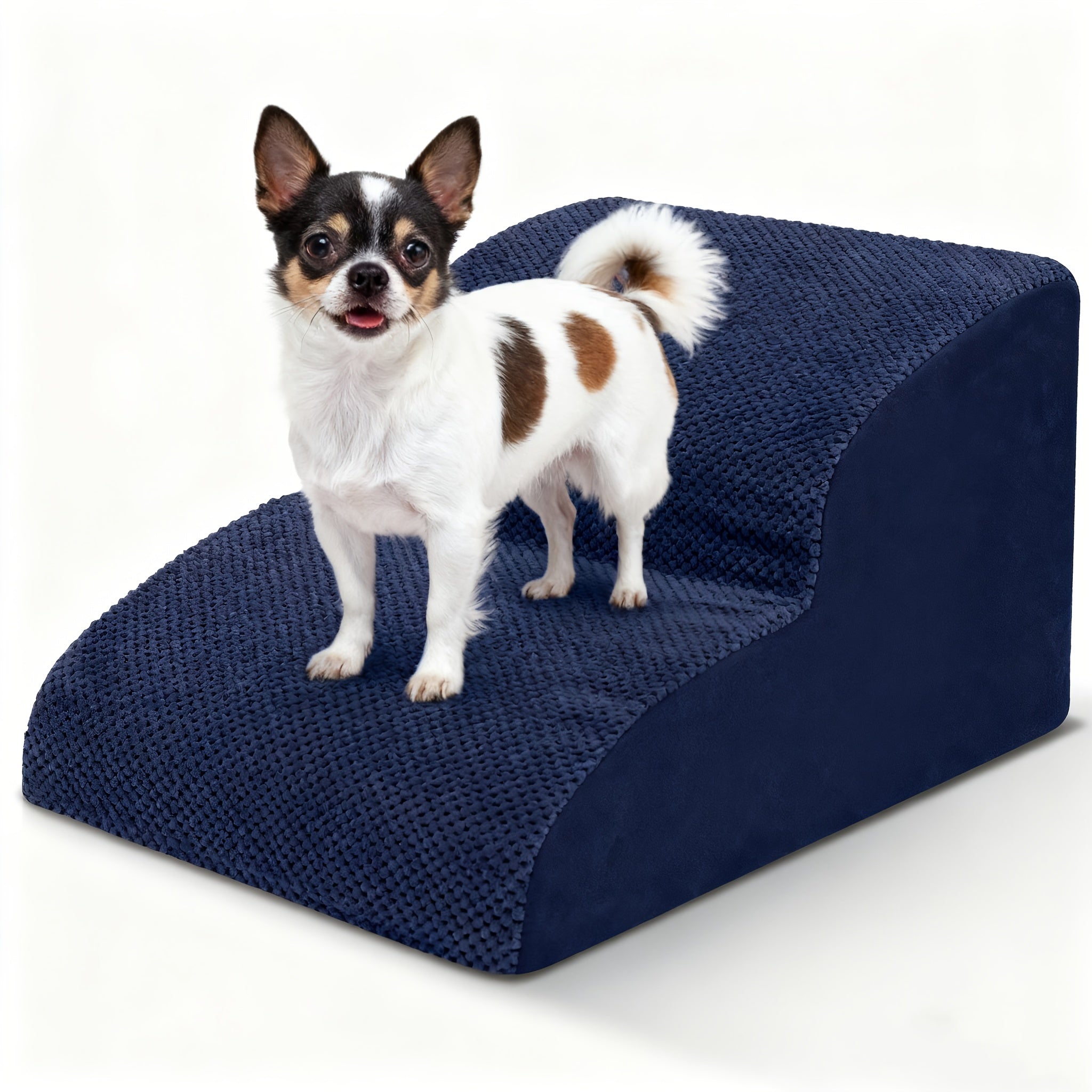 Extra-Wide Non-Slip Foam Dog Stairs - navy, 2 Steps