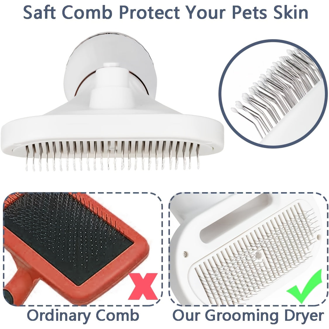 2-in-1 Low-Noise Pet Hair Dryer Brush