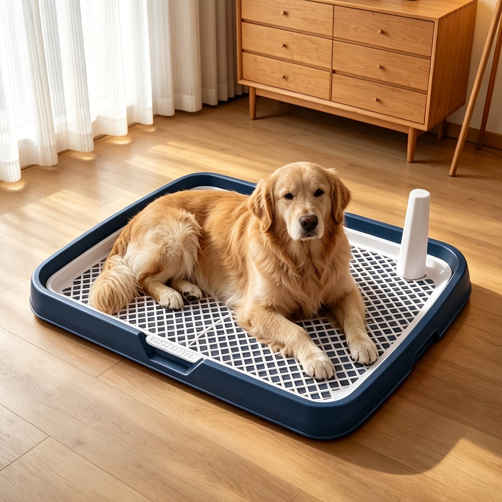 Detachable Indoor Dog Potty Tray with Toy Ball - Yellow, 25.6*16.7*2.5inch