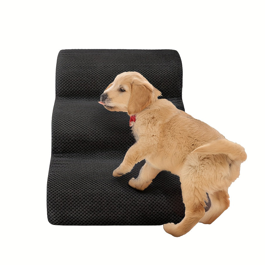 Extra-Wide Non-Slip Foam Dog Stairs - Camel, 3 Steps