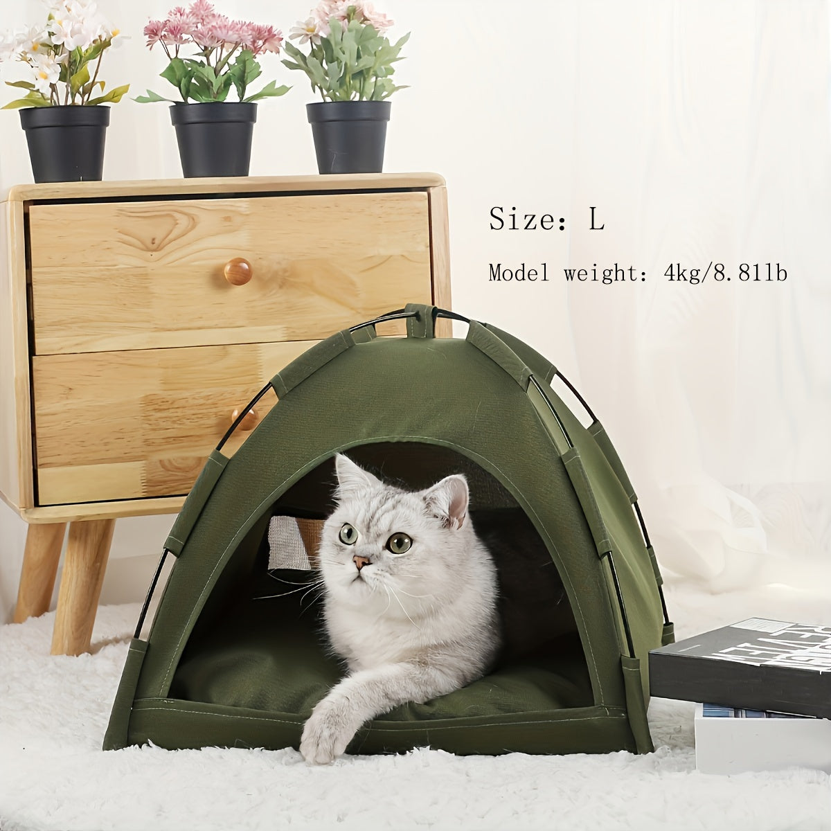 Soft Pet Tent Bed for Cats and Dogs - Grey, S：13.78*13.78inch