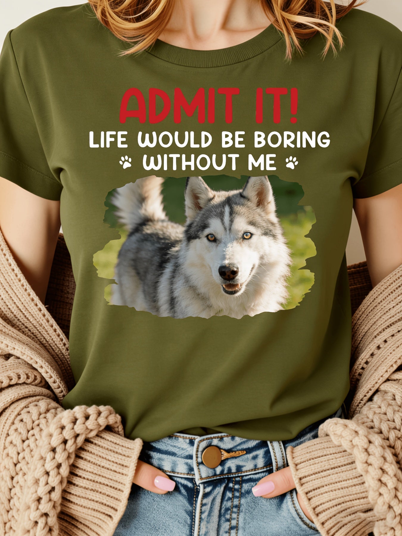 Personalized Round-Neck Pet Photo T-Shirt - Mix and Match Set - 3, S