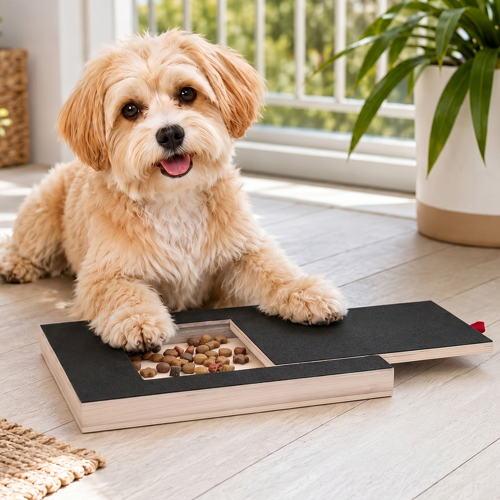 Wooden Dog Nail Scratch Board with Treat Box