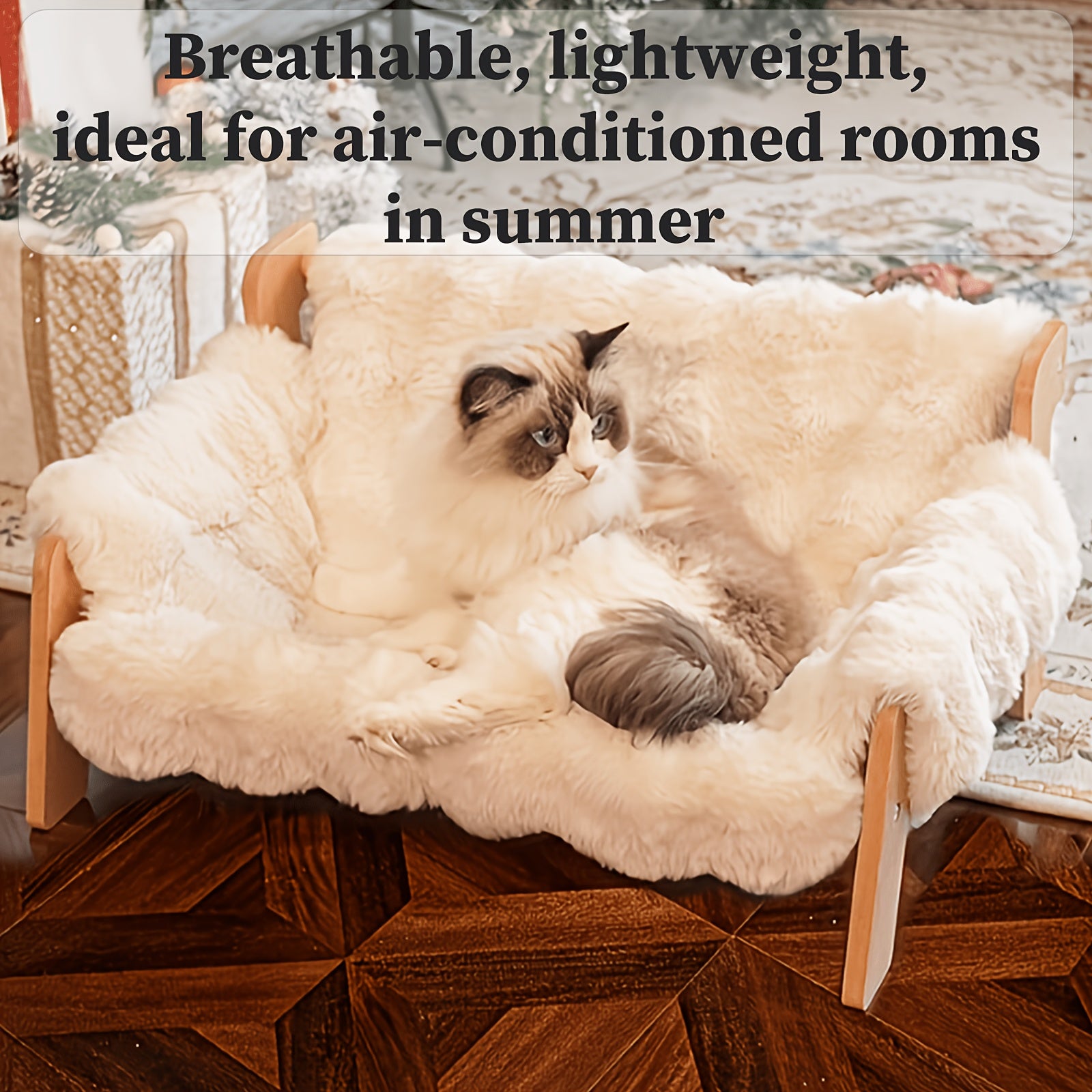 Elevated Wooden Pet Sofa Bed - Bamboo Mat Style