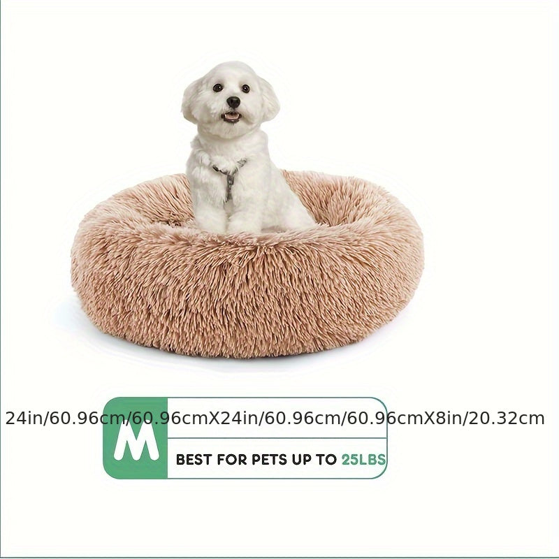 20/24 in Washable Round Plush Pet Bed