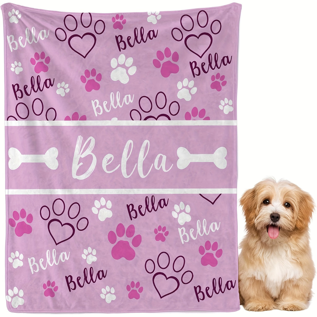 Personalized Dog Name & Number Blanket - 05, 50x60in