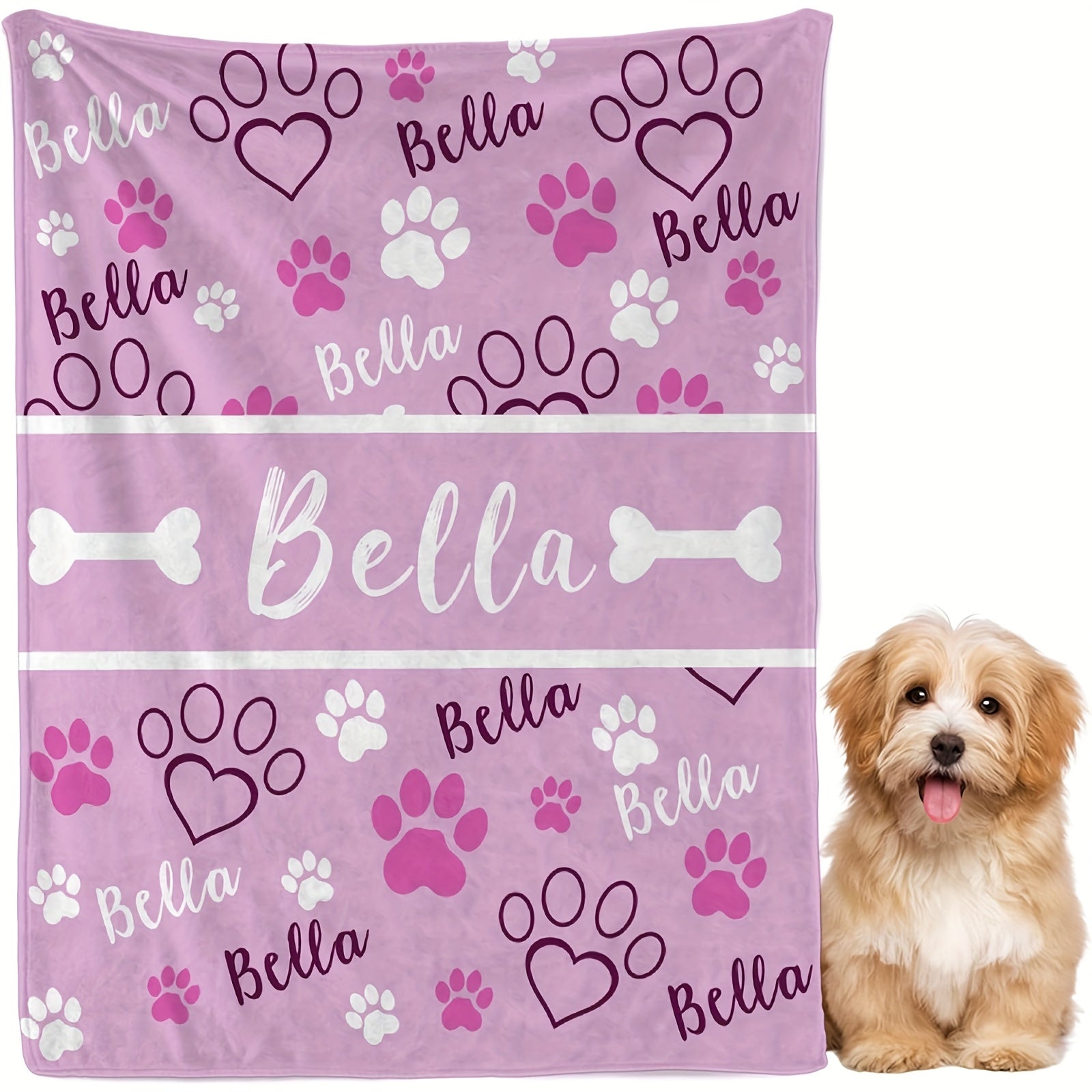 Personalized Dog Name & Number Blanket - 05, 50x60in