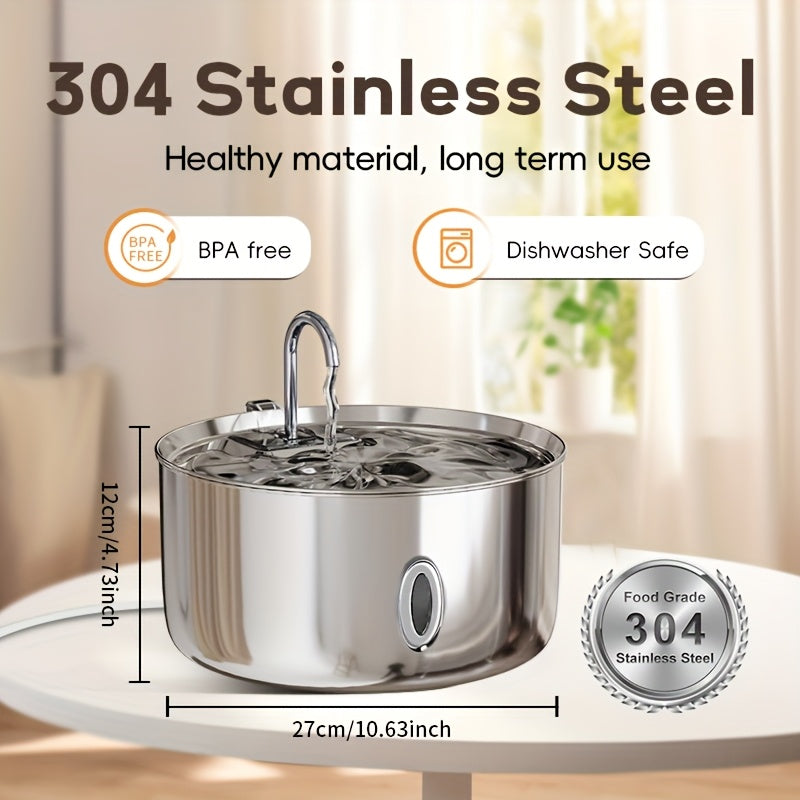 236 oz Stainless Steel Pet Water Fountain