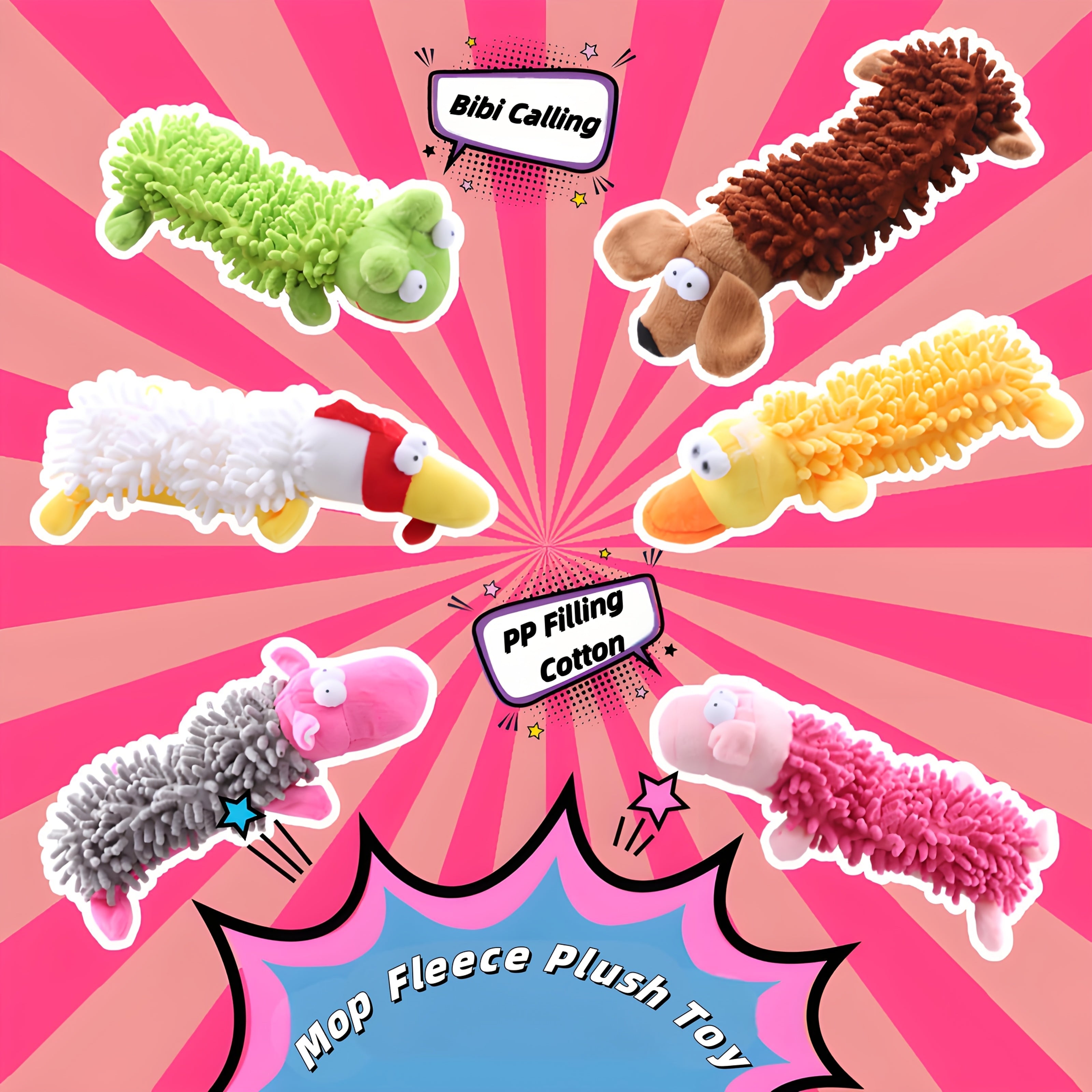 6-Piece Plush Squeaky Dog Toy Set