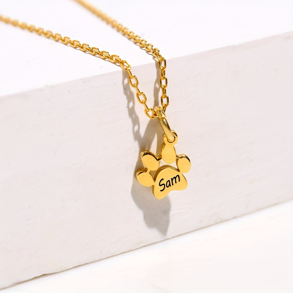 Personalized Paw Print Name Necklace