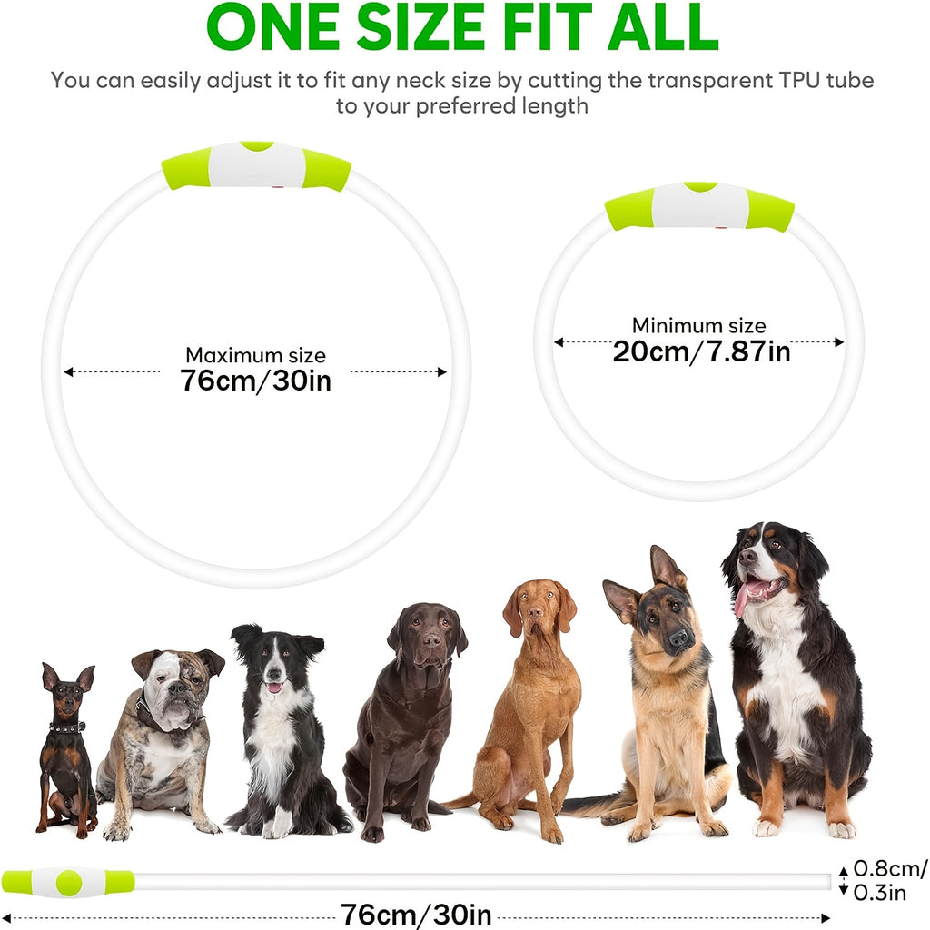 USB Rechargeable LED Dog Safety Collar - Silicone-Colorful, One-size