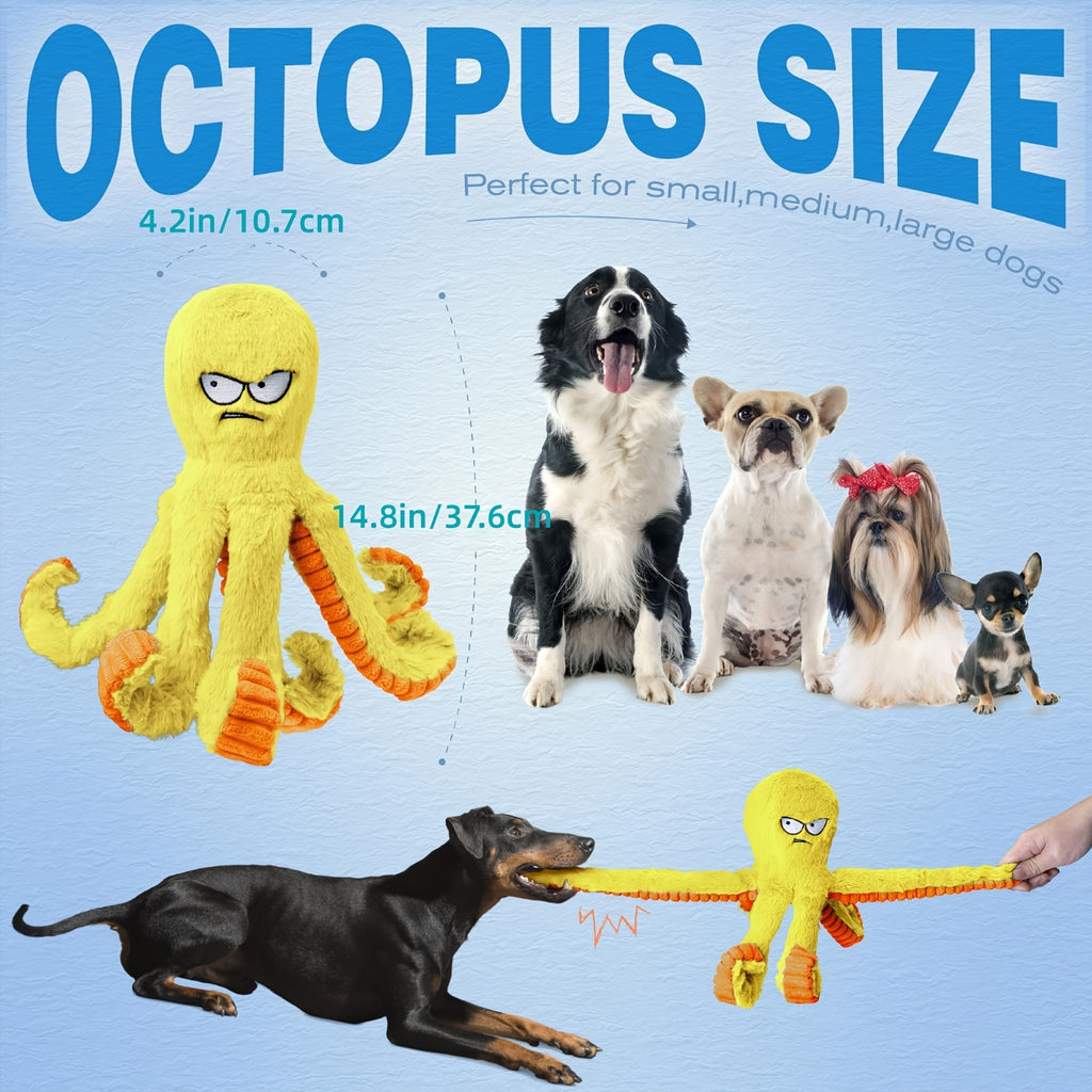 1/2/4-Pack Squeaky Octopus Dog Toy - Blue Octopus