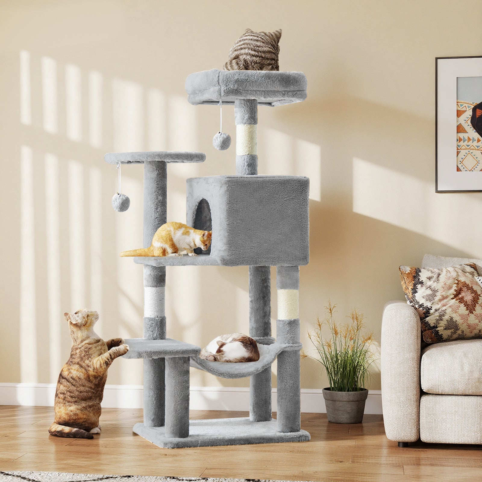 44 in Cat Tree Tower with Condo & Hammock