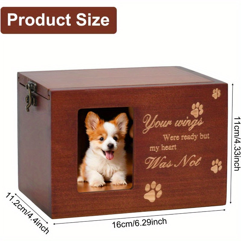 Wooden Pet Memorial Urn with Photo Frame