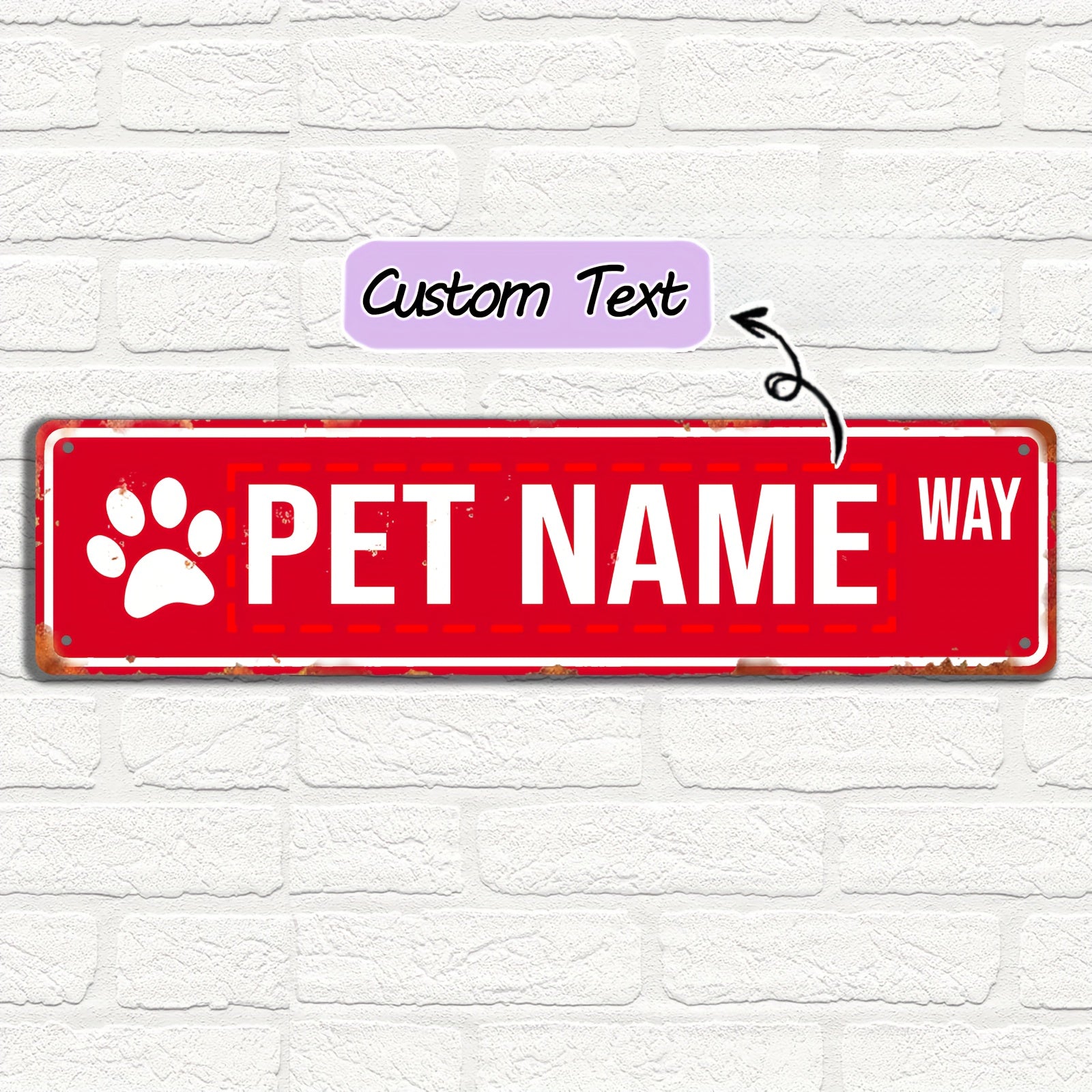 16 x 4 in Personalized Pet Name Street Sign - Coral, Original image