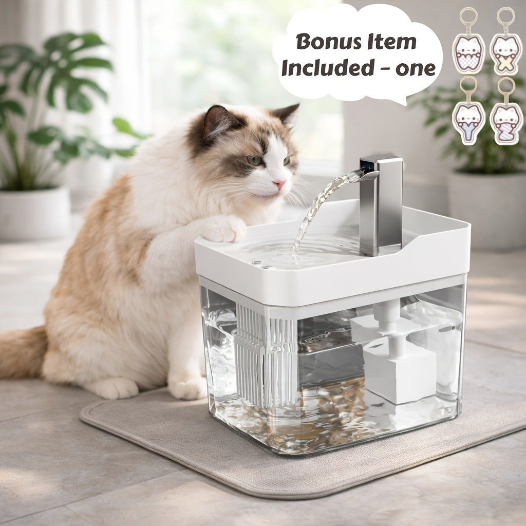 4-Stage Filtration Pet Water Fountain - Aurora Gray - With Cat Keychain