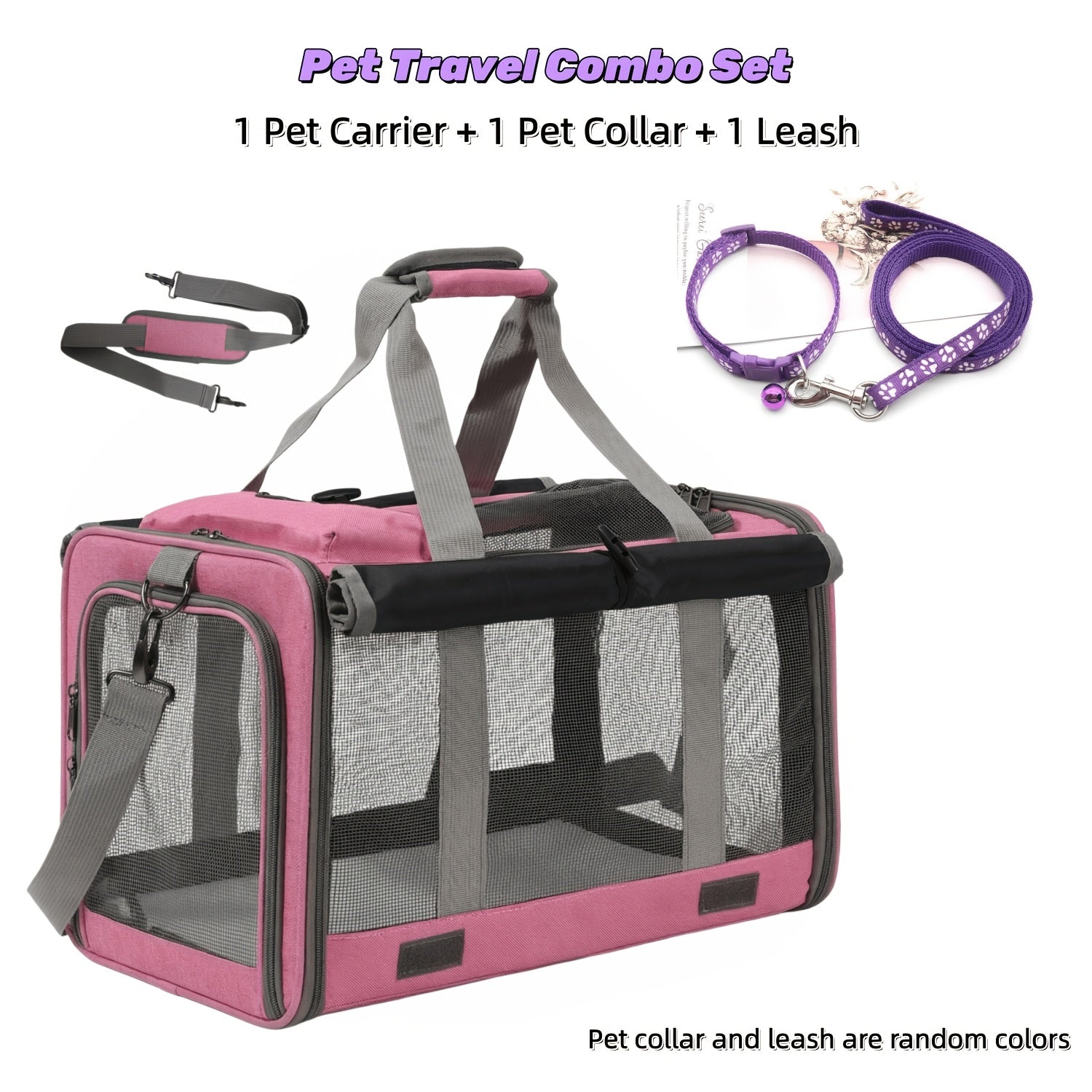 Foldable Soft-Sided Pet Travel Carrier - 1 green cover +1 collar +1 tether