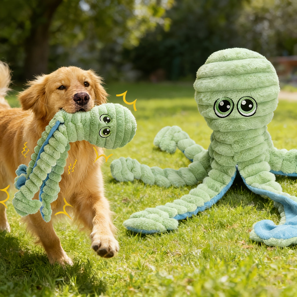 Squeaky Octopus Plush Dog Toy - Blue