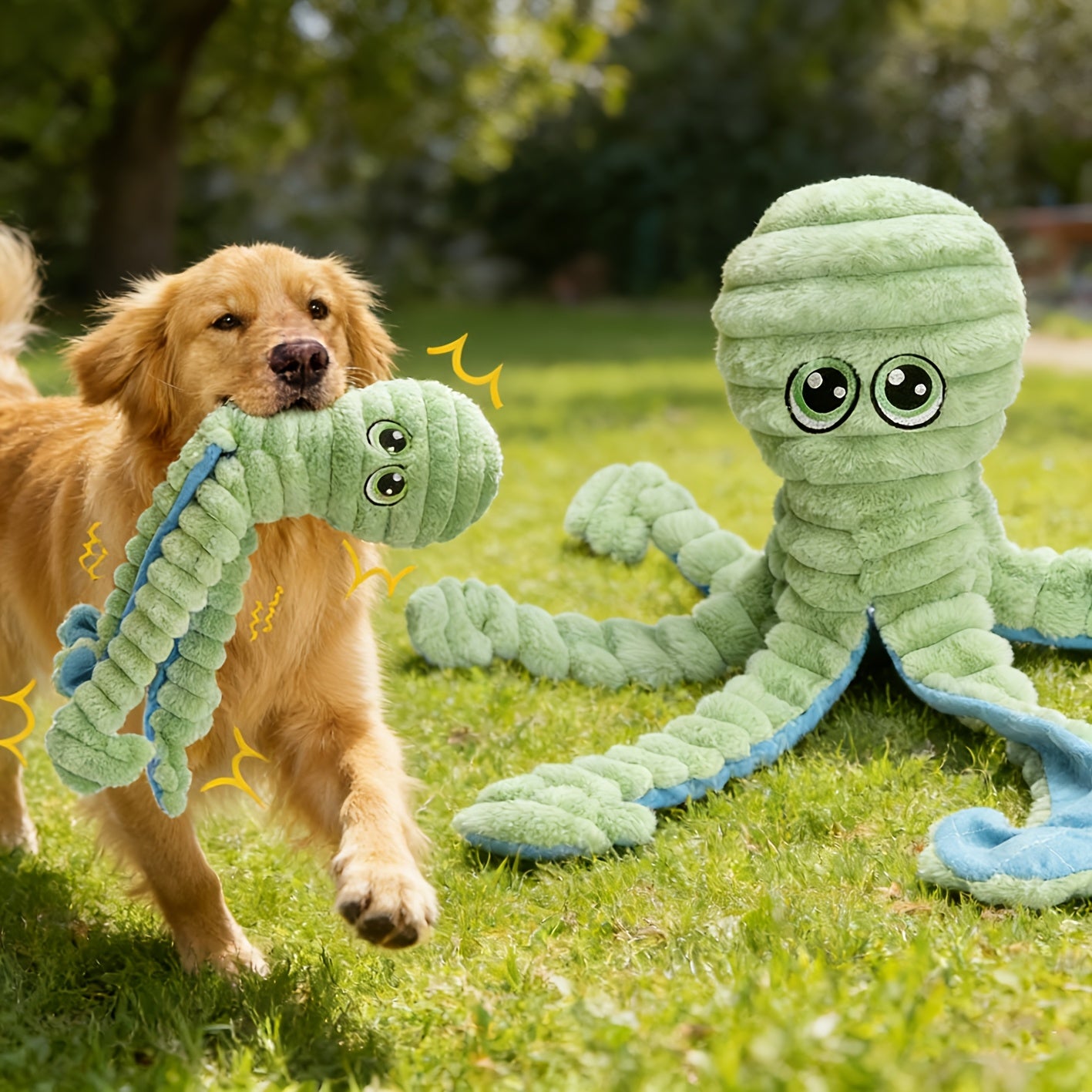 Squeaky Octopus Plush Dog Toy - Blue