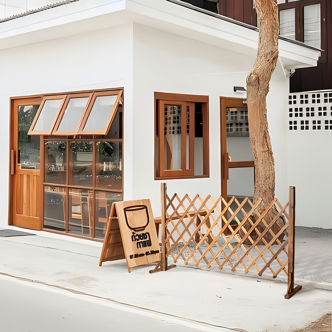 Expandable Wooden Pet Gate with Door