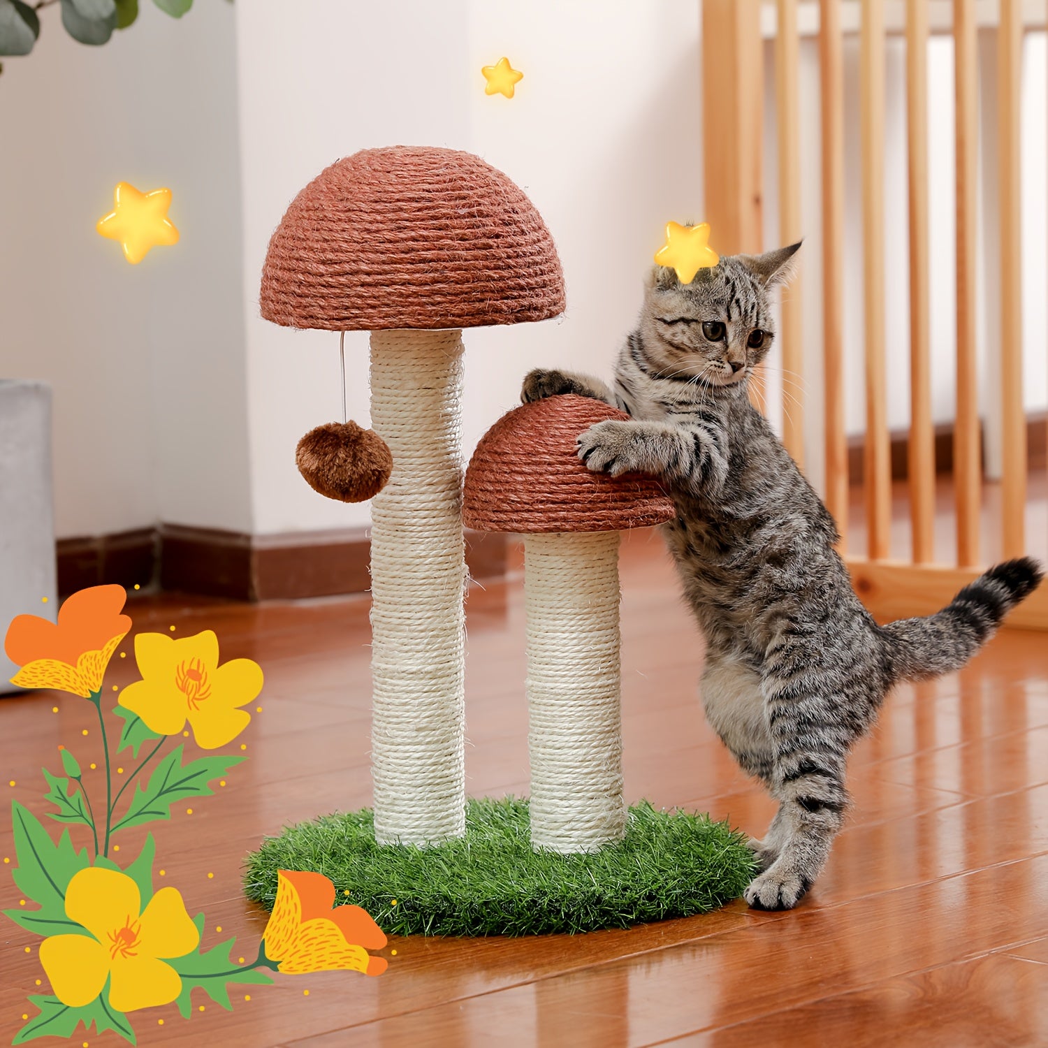 18.9/32 in Cat Scratching Post Tower - Black