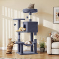 44 in Cat Tree Tower with Condo & Hammock - Light Gray
