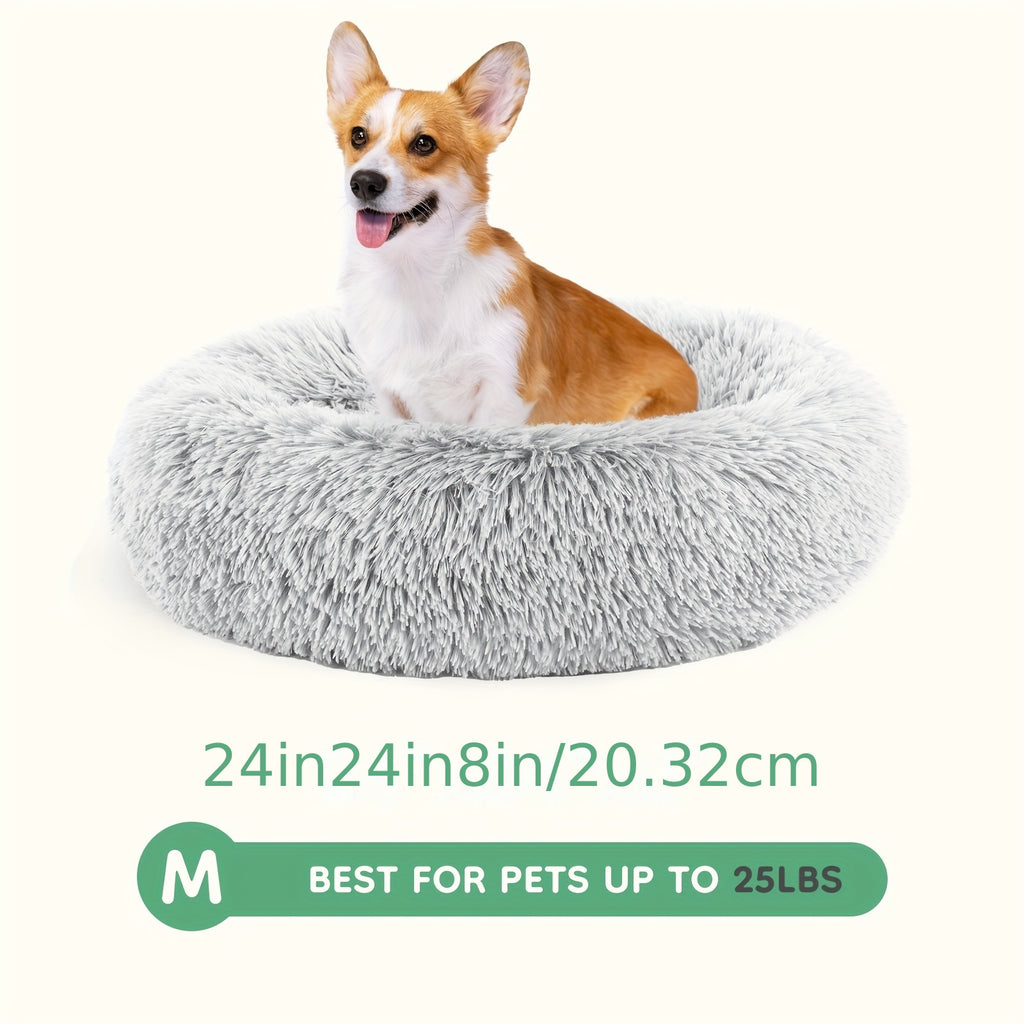 20/24 in Washable Round Plush Pet Bed