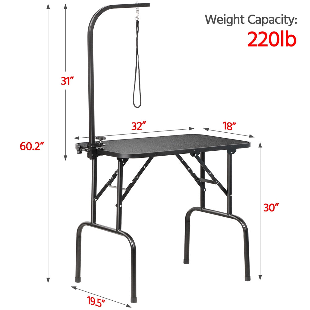 Foldable Pet Grooming Table with Adjustable Arm